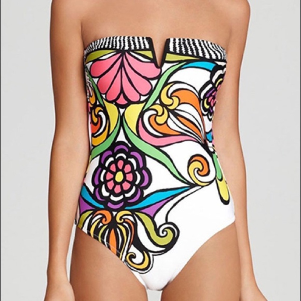 Multi color one piece bathing suit